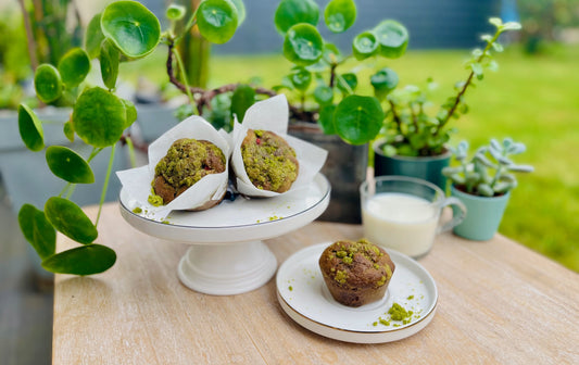 Muffins matcha framboise et chocolat blanc